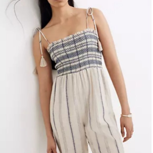Madewell Pants - madewell smocked cami jumpsuit striped